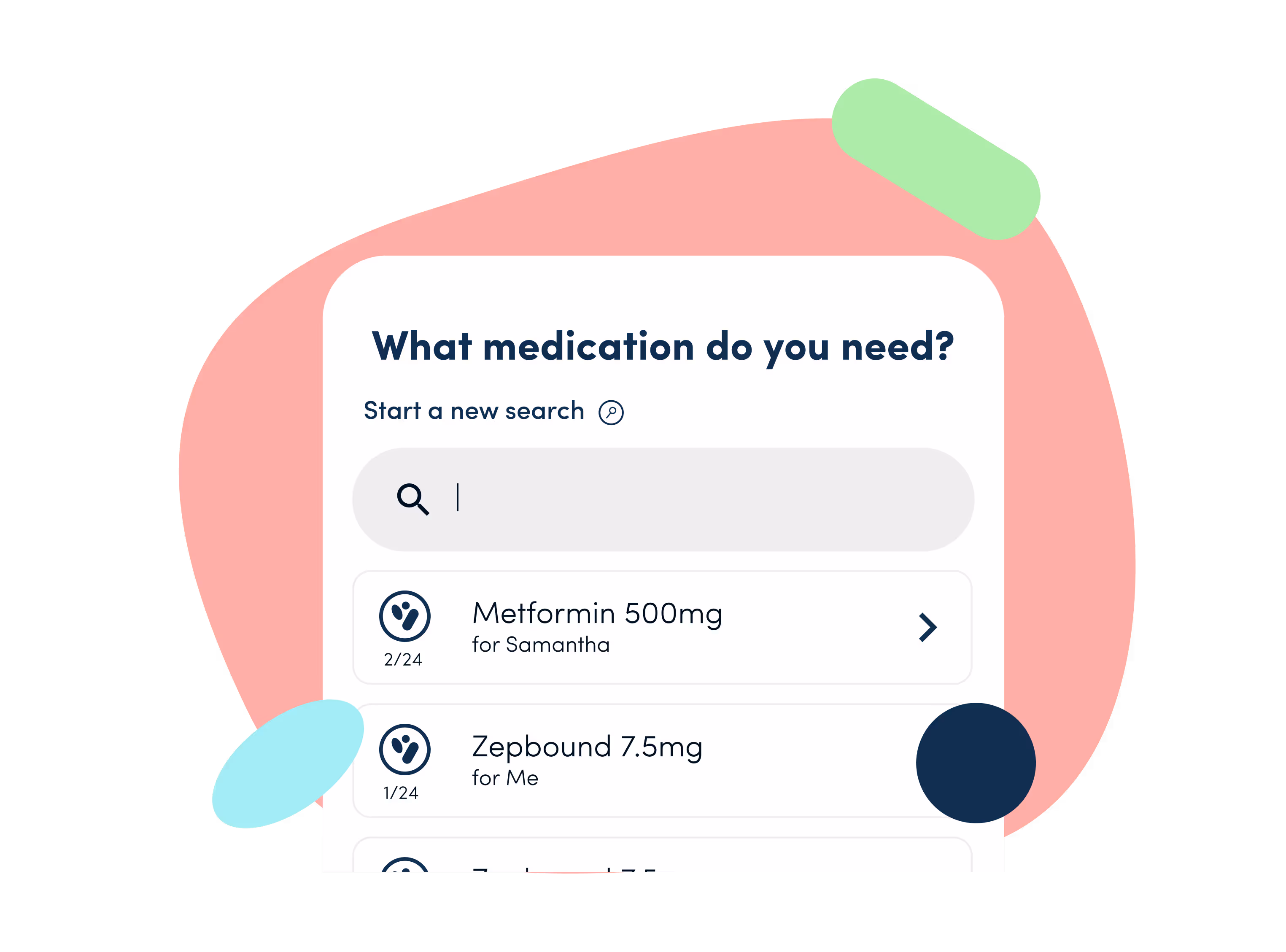 Medfinder medication search interface