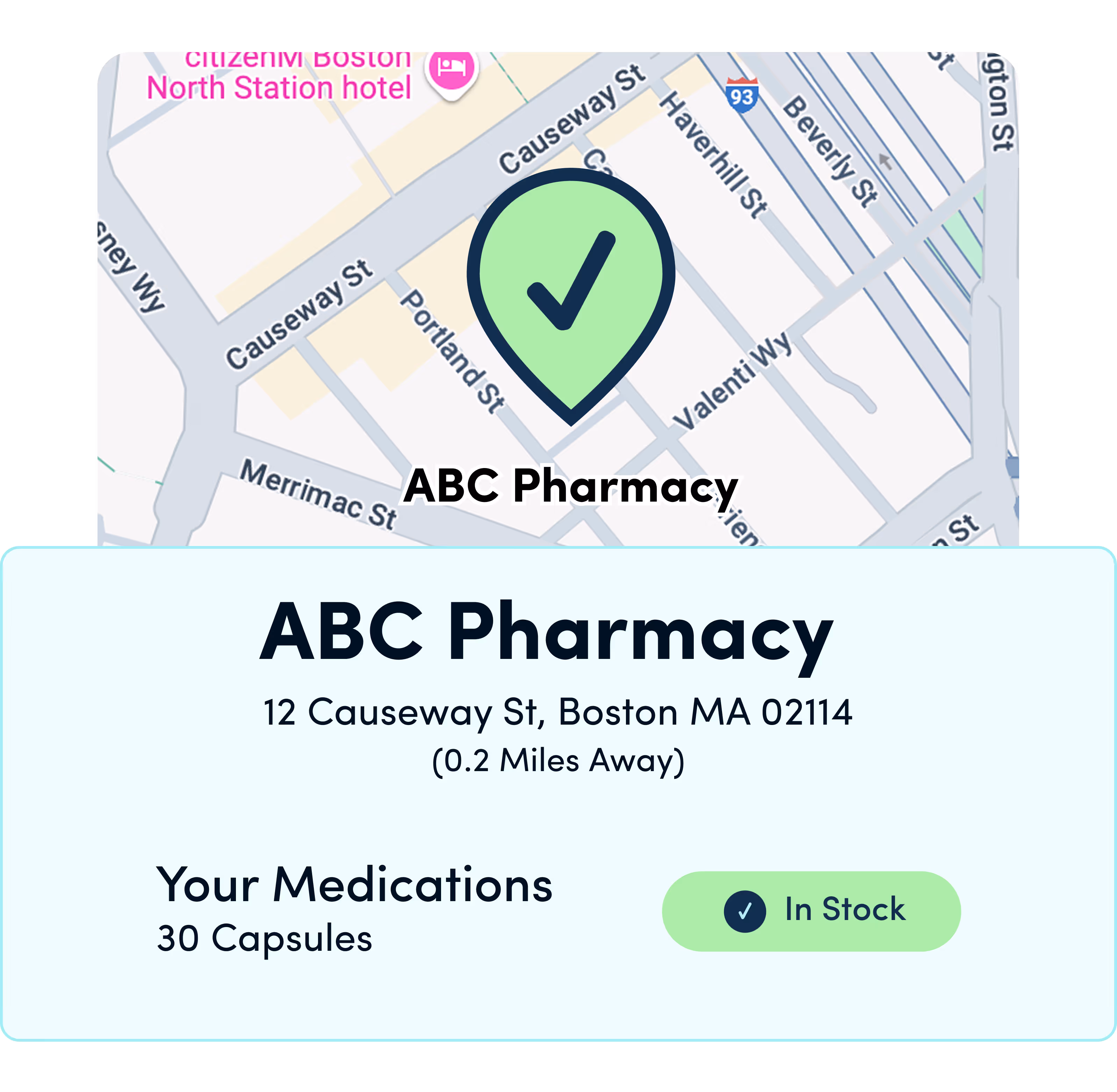 Patient receiving pharmacy location notification